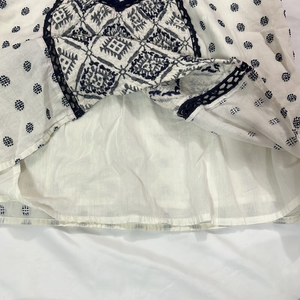 Maeve Anthropologie Coastal Nautical Embroidered Aztec Blouse Size XS Summer Top - Picture 4 of 8